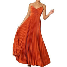 Load image into Gallery viewer, Pleated Adjustable Spaghetti Strap Maxi Solid Dresse, S, 3D-144D005