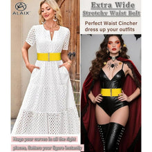 Load image into Gallery viewer, 3" Extra Wide Vintage Elastic Waistband Gold Buckle Belt, 3G185Belt002