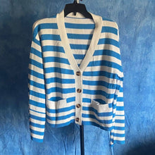Load image into Gallery viewer, Striped Cardigan Sweaters Cropped, L, 3K-129T002