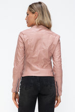 Load image into Gallery viewer, Snobbish Faux Leather Zip Up Drawstring Hooded Jacket