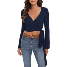 Load image into Gallery viewer, Sexy Deep V Neck Bandage Surplice Wrap Crop Top, XL, 3D-144T010