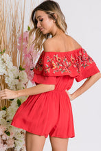 Load image into Gallery viewer, Davi &amp; Dani Floral Embroidered Off Shoulder Romper