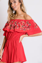 Load image into Gallery viewer, Davi &amp; Dani Floral Embroidered Off Shoulder Romper