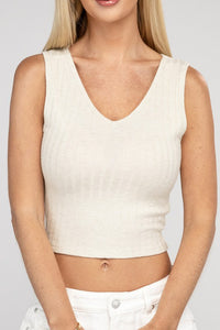 ZENANA Ribbed Scoop Neck Cropped Sleeveless Top