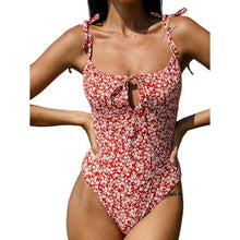 Load image into Gallery viewer, Retro Floral Drawstring Ruched One-Piece Swimsuit, MEDIUM, 9E-145SWIM001