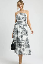 Load image into Gallery viewer, Printed Tiered Tube Midi Dress Front