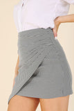 Lilou Hound tooth shirred wrap skirt