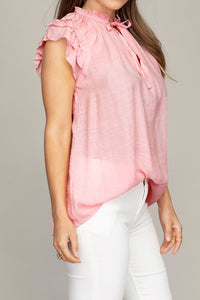 Nuvi Apparel Ruffle trim blouse