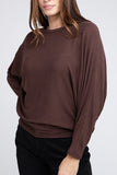 ZENANA Ribbed Batwing Long Sleeve Boat Neck Sweater