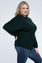 Load image into Gallery viewer, ZENANA Plus Oversized Round Neck Raw Seam Melange Sweater