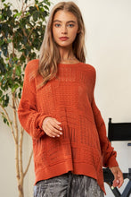 Load image into Gallery viewer, Davi &amp; Dani Openwork Side Slit Drop Shoulder Knit Cover Up