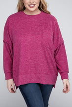 Load image into Gallery viewer, ZENANA Plus Brushed Melange Drop Shoulder Sweater