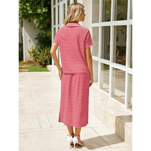 Load image into Gallery viewer, 2 Piece Casual Striped Short Sleeve Skirt And Top, SIZE SMALL, 5F-139SET001
