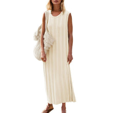 Load image into Gallery viewer, Scoop Neck Ribbed Knit Tank Top Beige Dress, Small, 10L-195D002