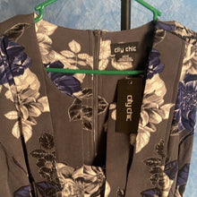 Load image into Gallery viewer, City Chic Black Dress with Blue and white  Floral Design sz XS, CLT-128D001
