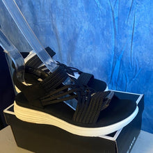 Load image into Gallery viewer, Black Strappy Sandals with White Soles, sz 8, 13C-135S004