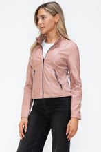 Load image into Gallery viewer, Snobbish Faux Leather Zip Up Drawstring Hooded Jacket