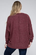 Load image into Gallery viewer, ZENANA Plus Brushed Melange Drop Shoulder Sweater