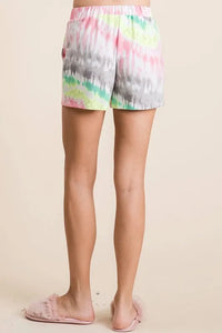 Tie Dye Print Shorts With Twill Tape Drawstring back