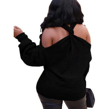 Load image into Gallery viewer, Multi Way Halter Neck Cold Shoulder Knit Pullover Sweater, Large, 13L-189T006