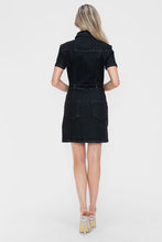 Load image into Gallery viewer, bytos Full Size Embellished Button Down Short Sleeve Denim Dress