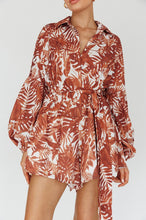 Load image into Gallery viewer, One and Only Collective Inc Leaves Print Puff Sleeved Romper