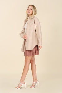 Lilou Light beige shacket with pockets