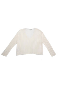 Lilou Variegated rib V neck sweater