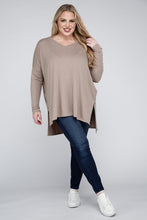 Load image into Gallery viewer, ZENANA Plus Dolman Sleeve V-Neck Side Slit Hi-Low Hem Top