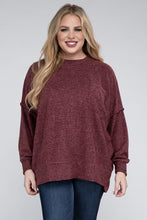 Load image into Gallery viewer, ZENANA Plus Brushed Melange Drop Shoulder Sweater