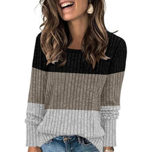 Load image into Gallery viewer, Womens Color Block Tops Striped Lightweight Sweater, 2XL, 3M-130T001