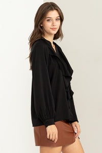 HYFVE TRY TO KEEP UP LONG SLEEVE RUFFLED BLOUSE