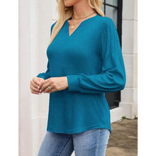 Load image into Gallery viewer, V Neck Pleated Puff Sleeve Tunic Top, SMALL, 8F-175T002