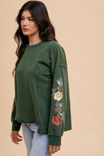 Load image into Gallery viewer, Annie Wear Embroidered Long Sleeve French Terry Top