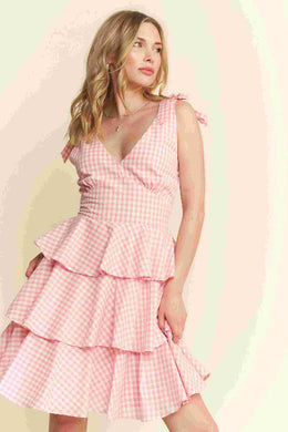 Jade By Jane Gingham Tiered Mini Dress