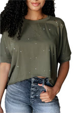 Load image into Gallery viewer, One Eleven North Less Than Stressed Asymmetrical Distressed Top