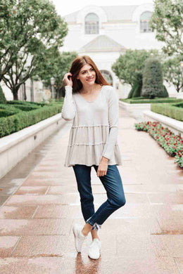 143 Story Nicely Done Tiered Top in Gray