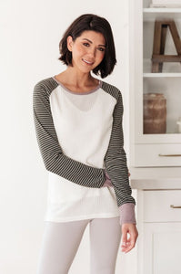 AND THE WHY Suave Stripes Raglan Top