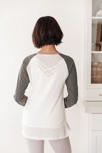 AND THE WHY Suave Stripes Raglan Top