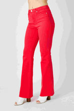 Load image into Gallery viewer, Tummy Control Garment Dyed Flare Jeans Side