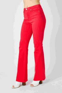 Tummy Control Garment Dyed Flare Jeans Side