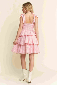 Jade By Jane Gingham Tiered Mini Dress