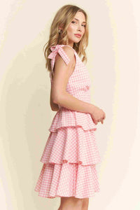Jade By Jane Gingham Tiered Mini Dress