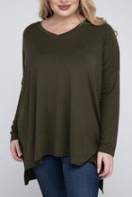 Load image into Gallery viewer, ZENANA Plus Dolman Sleeve V-Neck Side Slit Hi-Low Hem Top