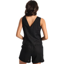 Load image into Gallery viewer, Pure Linen Sleeveless Button Down Geometric Cropped Vest, Medium, 23D-198T009