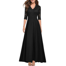 Load image into Gallery viewer, V Neck Lace Vintage Long Dress, SMALL, 8E-158D001