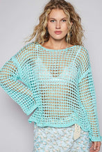 Load image into Gallery viewer, POL Side Slit Openwork Long Sleeve Knit Cover Up