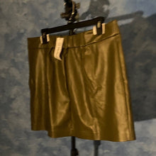 Load image into Gallery viewer, Stylish Dark Olive Faux Leather Mini Skirt, L, 2G-1312