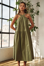 Load image into Gallery viewer, ADORA Crisscross Wide Strap Drawstring Detail Midi Dress