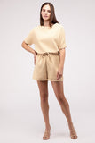 Nuvi Apparel Waffle Round Neck Top and Short Set